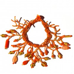 Bracelet en perles de rocaille oranges 100% naturelle