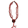 Collier long en perles de rocaille Rouge 100% naturelles