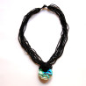 Collier long en perles de rocaille Noires 100% naturelles